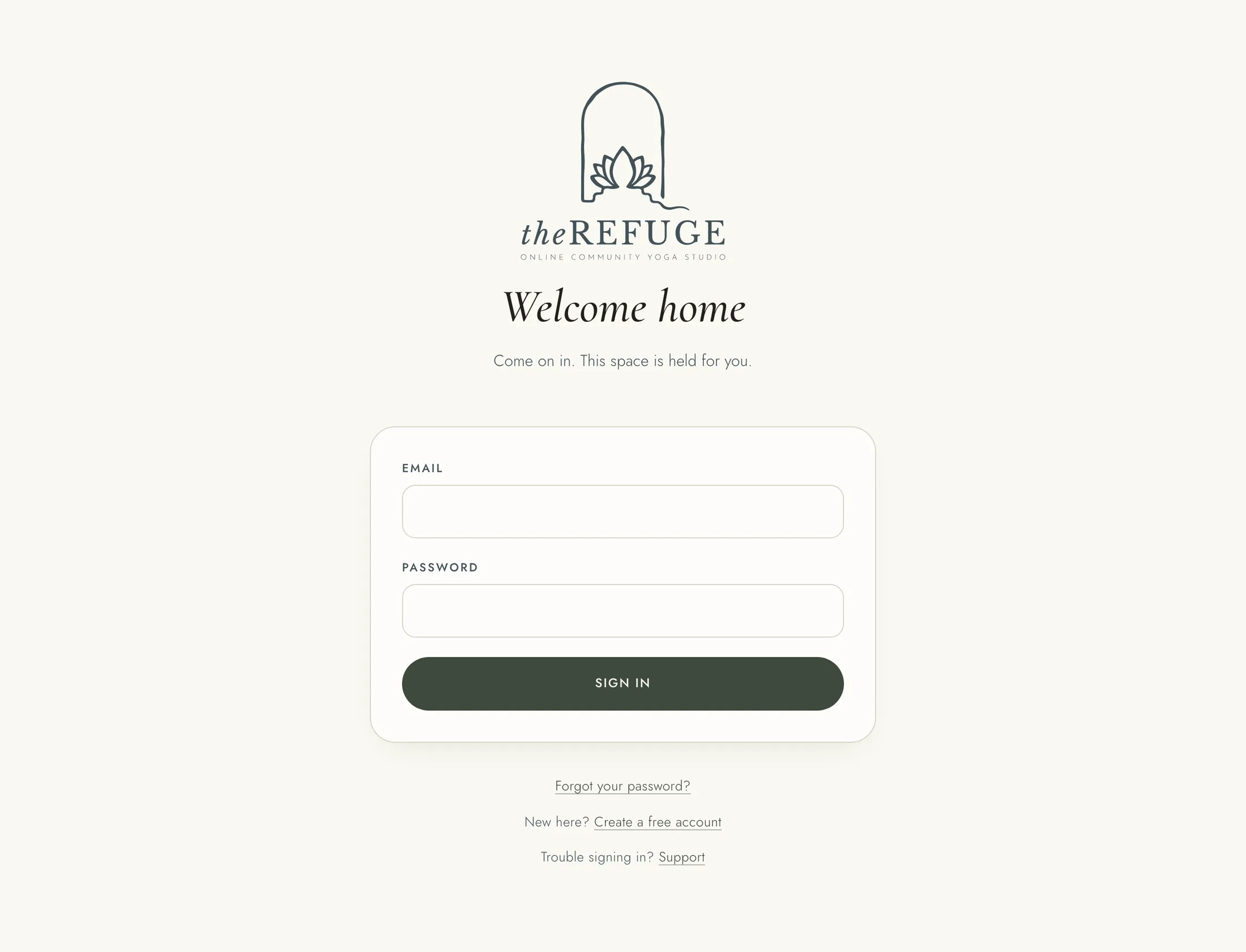The sign-in page, with its Forgot your password? and Create a free account links